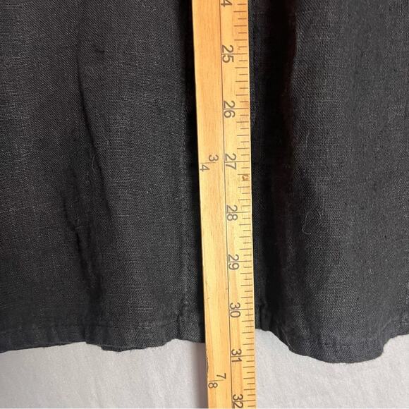 Liz and Jane Black Linen Tunic Womens 0X Lagenlook Relaxed Coastal Button Down - Picture 9 of 10